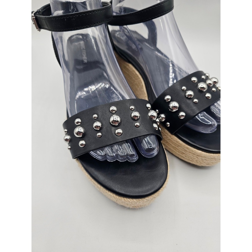 Marc Fisher Womens Joyce Sandals Size 10M Black Vegan Leather Studded Platform - Picture 2 of 12